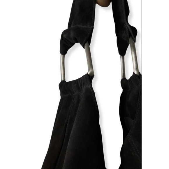 Free People Bobbi Black Slouch Suede Tote NWT Boho Oversized - Picture 4 of 7